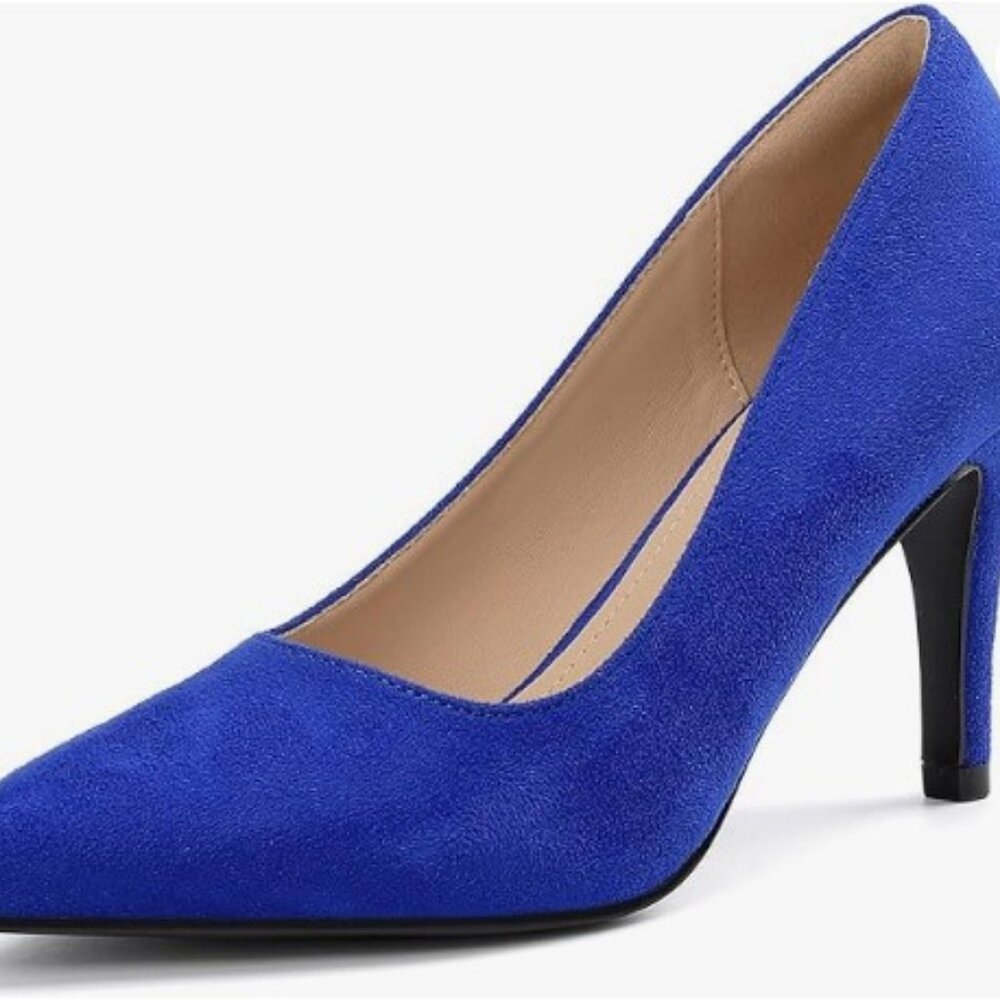 Blue Suede Shoes! Women's Closed Toe Heels Dress Pointed Toe Pumps